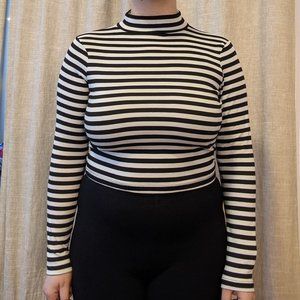 Cropped Striped Turtleneck